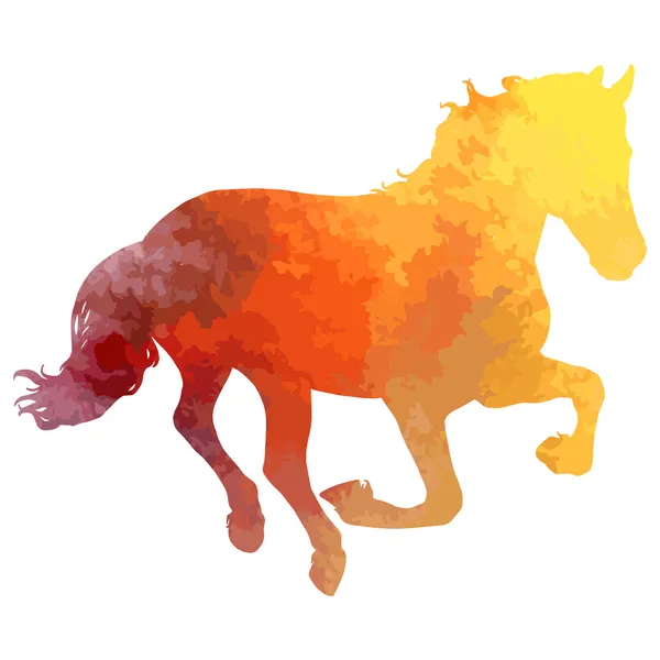 Koně silueta vektorové ilustrace, s texturou, akvarel. — Stockový vektor