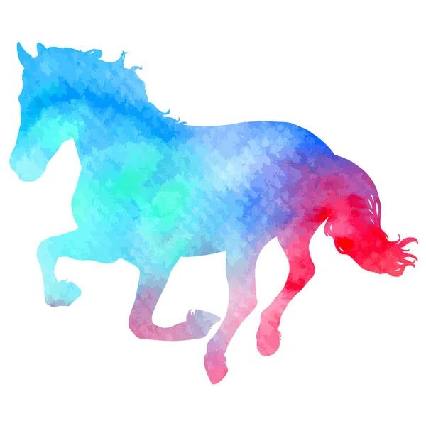 Koně silueta vektorové ilustrace, s texturou, akvarel. — Stockový vektor