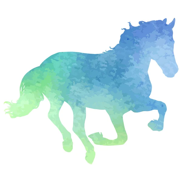 Ilustración vectorial de silueta de caballos, con textura acuarela . — Archivo Imágenes Vectoriales