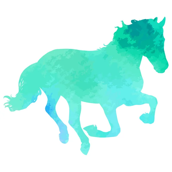 Cavalos silhueta vetor ilustração, com textura aquarela . — Vetor de Stock