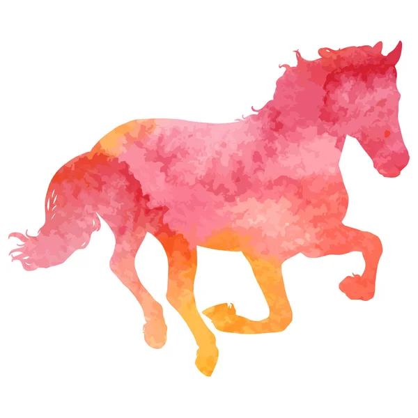 Cavalos silhueta vetor ilustração, com textura aquarela . — Vetor de Stock