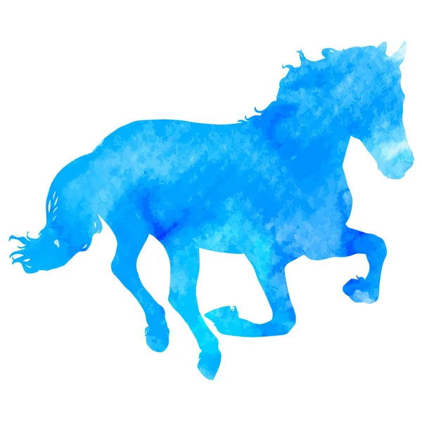 Horses silhouette vector illustration, with watercolor texture. — Stock Vector