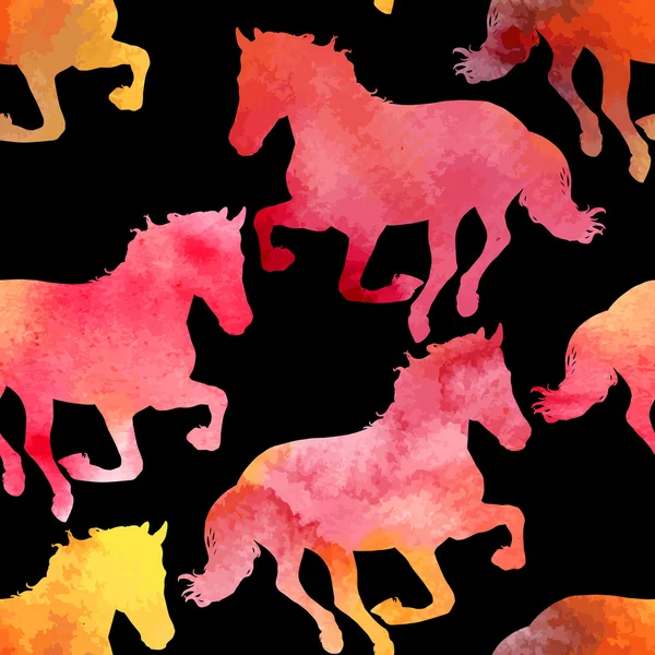 Vektor seamless mönster med hästar siluetter, dekorerad med — Stock vektor