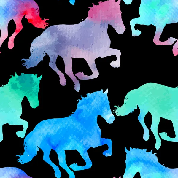 Motif vectoriel sans couture avec des silhouettes de chevaux, décoré avec — Image vectorielle