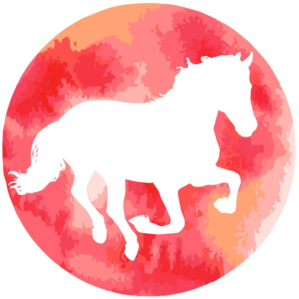 Paarden silhouet vectorillustratie, met aquarel textuur. — Stockvector