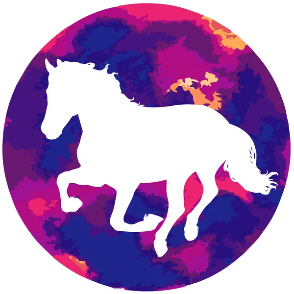 Horses silhouette vector illustration, with watercolor texture. — Stock Vector