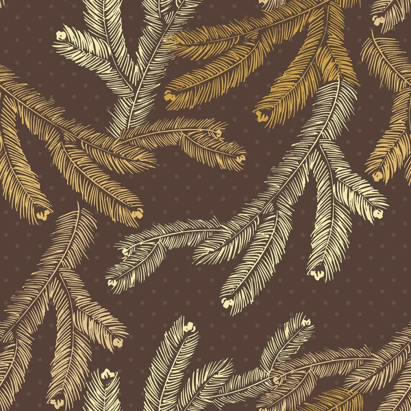 Vector seamless pattern with pine branches. — Stock Vector
