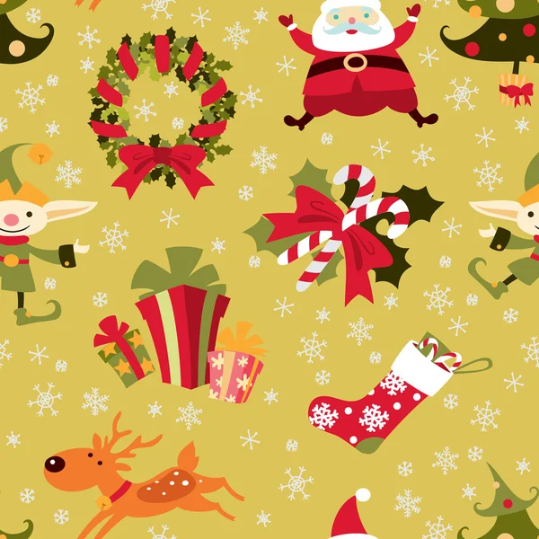 Christmas symbols vector seamless pattern. — Stock Vector