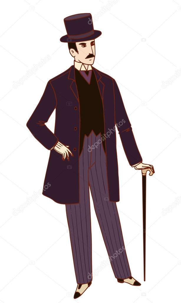 Twenties style dressed man vector illustration.