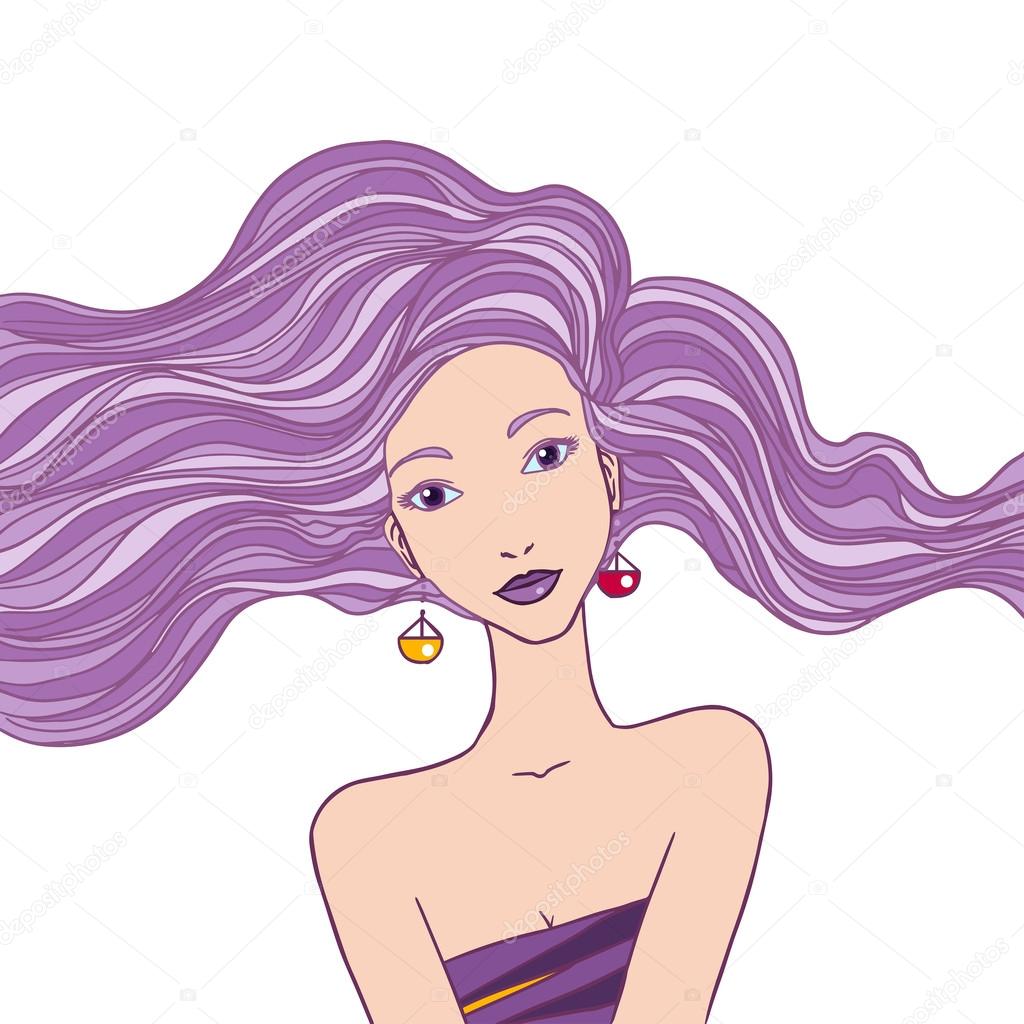 Illustration of Libra astrological sign as a beautiful girl.