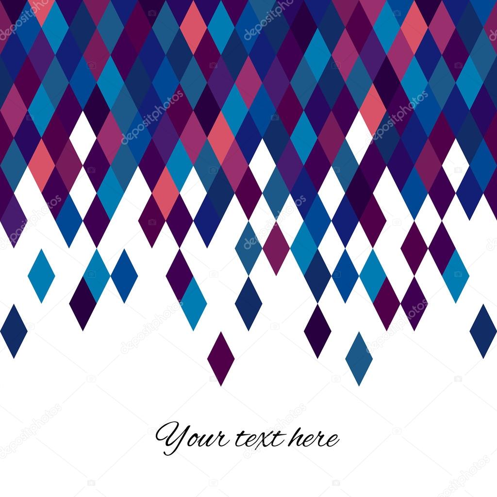 Colorfull diamond tiles vector card.
