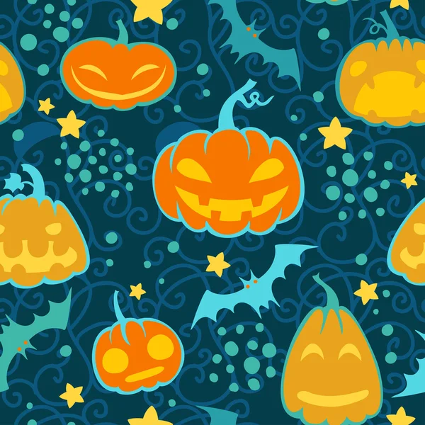 Halloween pumpkins seamless vector pattern. — Stock Vector