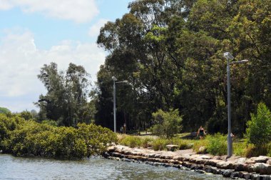 Sidney, Avustralya 'da Ryde Riverside Yürüyüşü boyunca bir manzara
