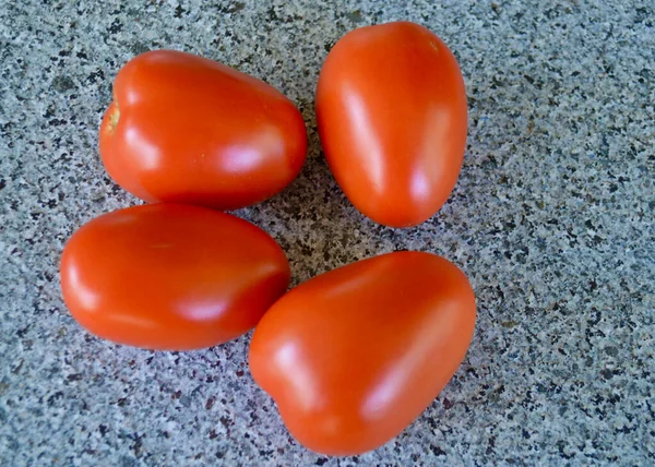 Ripe Roma Tomaten Tegen Een Eenvoudige Achtergrond — Stockfoto
