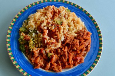 Sriracha chicken with basmati rice and broccoli