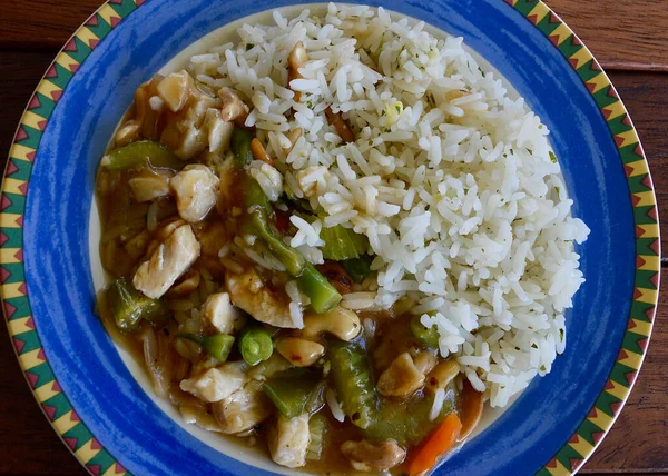 Chinese Style Chicken Cashews Rice — Stockfoto