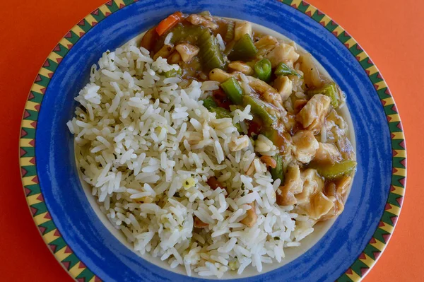 Chinese style chicken and cashews with rice