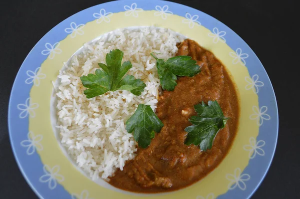 Lamb Rogan Josh Rice — Stockfoto