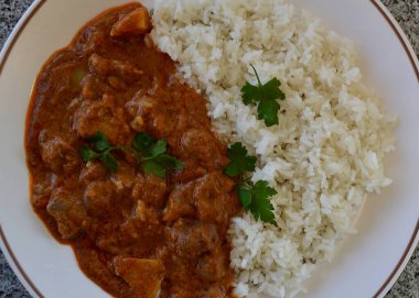 Beef Massaman curry with jasmine rice