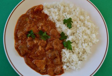 Beef Massaman curry with jasmine rice