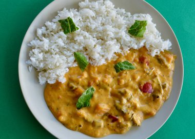 Thai red vegetable curry with jasmine rice