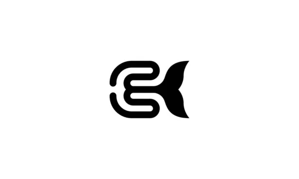 Lettre Avec Nageoire Baleine Logo Créatif Unique Illustration Vectorielle — Photo