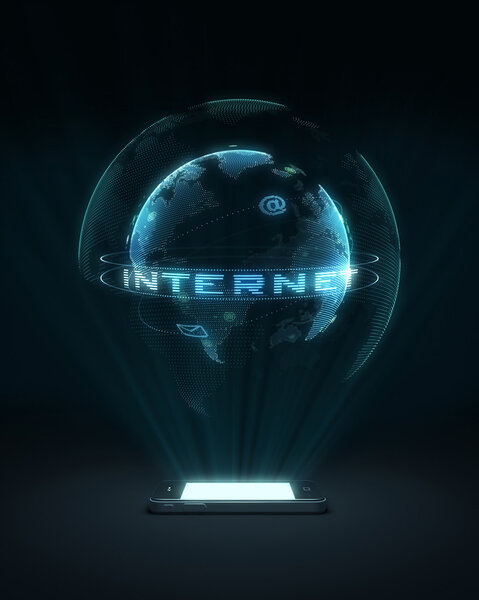 Communication technology illustration with mobile