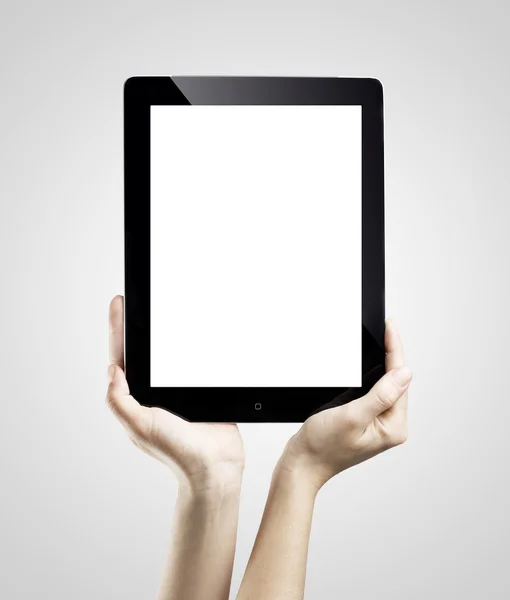 Mani che tengono tablet digitale — Foto Stock