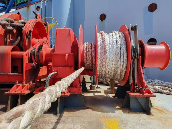 Mooring Winch Forward Vessel — Stock Photo, Image