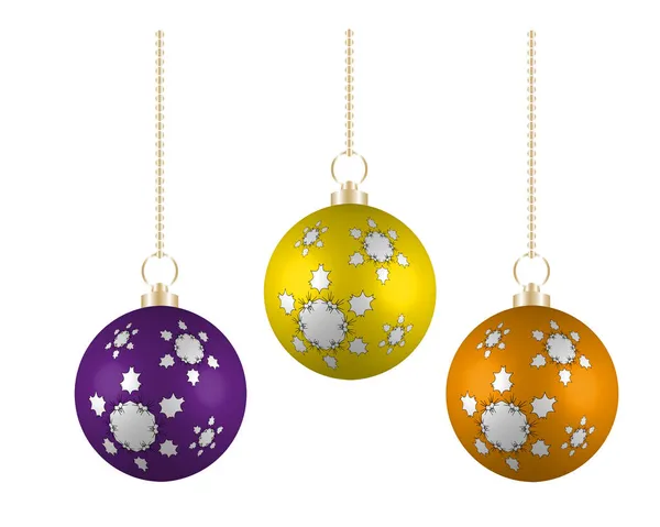 Christmas Balls Different Colors Hanging Vector Illustration — Stock Vector