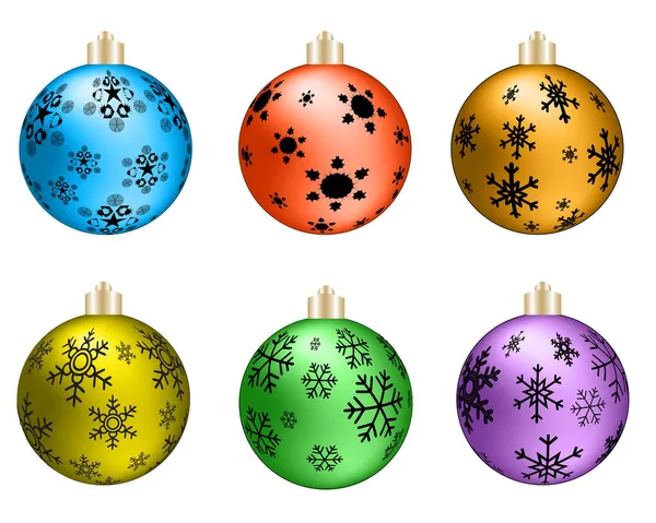 Set Bolas Navidad Sobre Fondo Blanco — Vector de stock