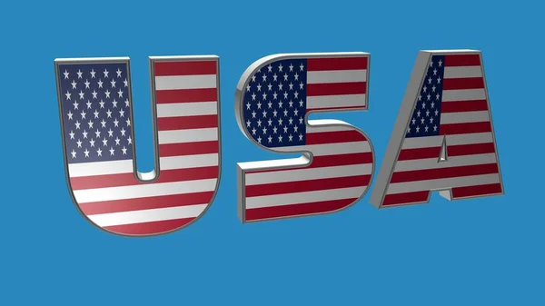 Usa Stars Stripes Flag Font Word Renderização — Fotografia de Stock