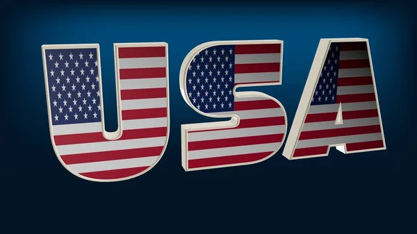 Usa Stars Stripes Flag Font Word Renderização — Fotografia de Stock