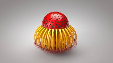 3 boyutlu illüstrasyon. Siyah bir arkaplanda izole edilmiş altın soyut nesne. 3 boyutlu görüntüleme. Tasarım ve reklam elementleri.