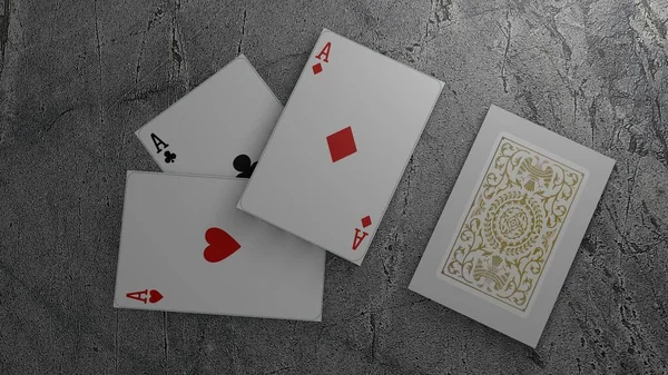 Liegen Poker Spielkarten Casino Konzept Auf Isoliert Auf Grauem Hintergrund — Stockfoto