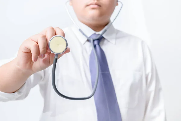 Young Doctor Holding Stethoscope White Background Asian Male Model Concept — Stock Photo, Image