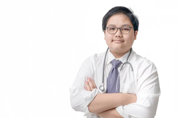 Retrato Joven Médico Varón Con Estetoscopio Aislado Sobre Fondo Blanco — Foto de Stock