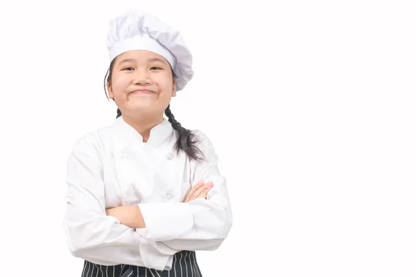 Cute Girl Chef Smile Isolated White Background Occupation Concept — Stock Photo, Image