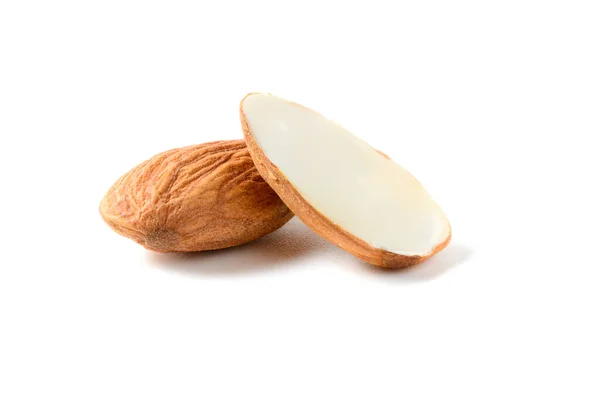 アーモンドナッツは白い背景に隔離されています 彼らは非常に栄養価が高く 健康的な脂肪や高密度リポタンパク質 Hdl コレステロール 抗酸化物質 ビタミンやミネラルが豊富です — ストック写真