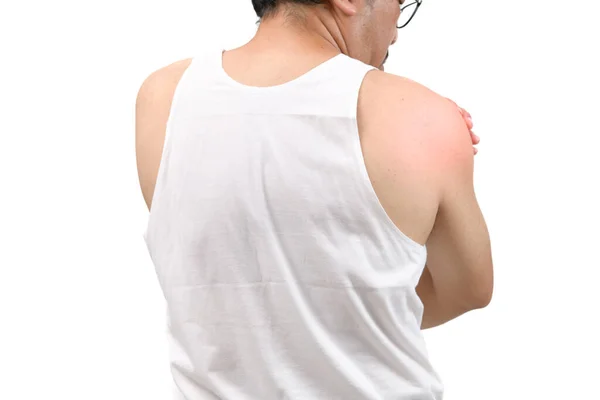 Back Side Middle Aged Man White Veat Suffering Arm Shoulder — Fotografia de Stock
