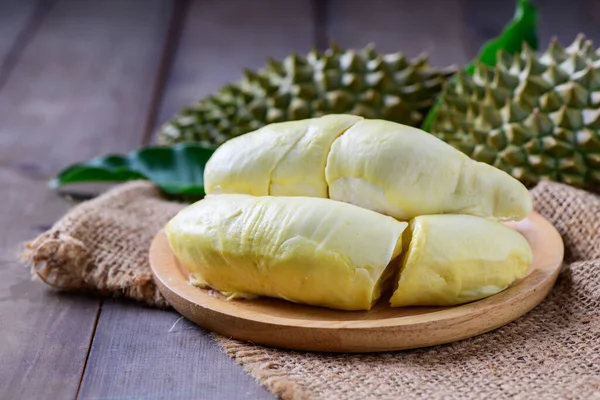 Longue Laplae Durian Sur Plaque Bois Est Cher Délicieux Tous — Photo