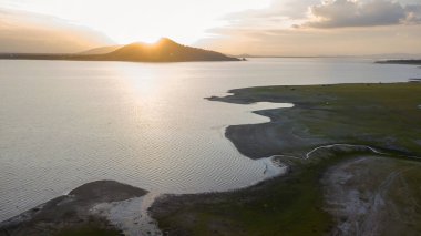 Landscape at the end of Pa Sak Jolasid Dam on sunset at Ban Tha Rit, Wang Muang District, Saraburi Province.
