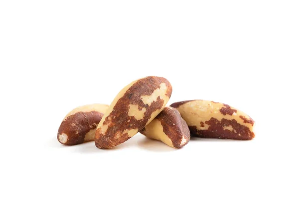 Brazil Nuts Isolated White Background Nuts Energy Dense Highly Nutritious — 图库照片