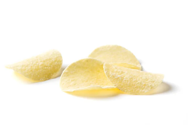 Potato Chip Isolated White Background Fat Food Junk Food Concept — Zdjęcie stockowe
