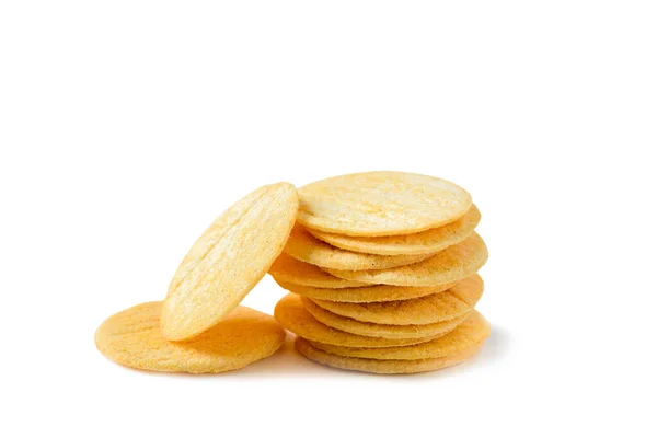 Crackers Biscuits Isolated White Background Dry Cracker Cookies Isolated Snack — Stock Photo, Image