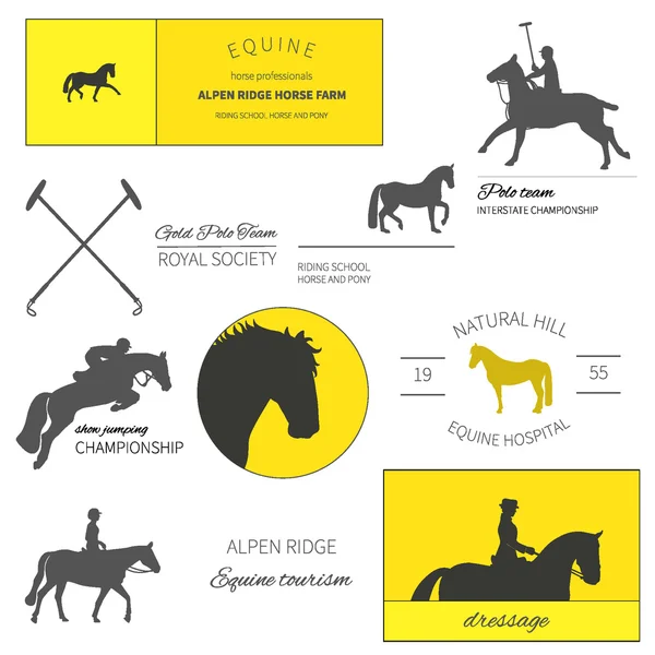Набор векторных икон с лошадиным снаряжением — стоковый вектор