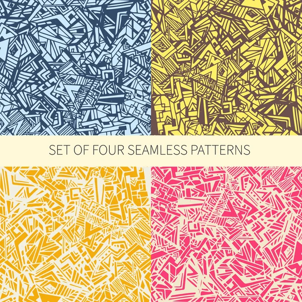 Set of four abstract seamless patterns — Stock Vector