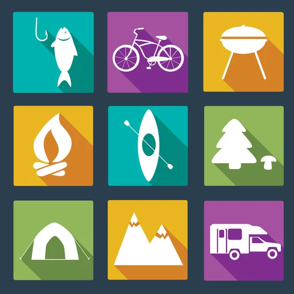 Conjunto de iconos de camping . — Archivo Imágenes Vectoriales