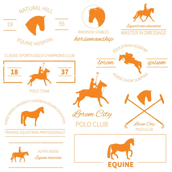 Dizi mükemmel yüksek kalite at etiketi için farklı equestria — Stok Vektör