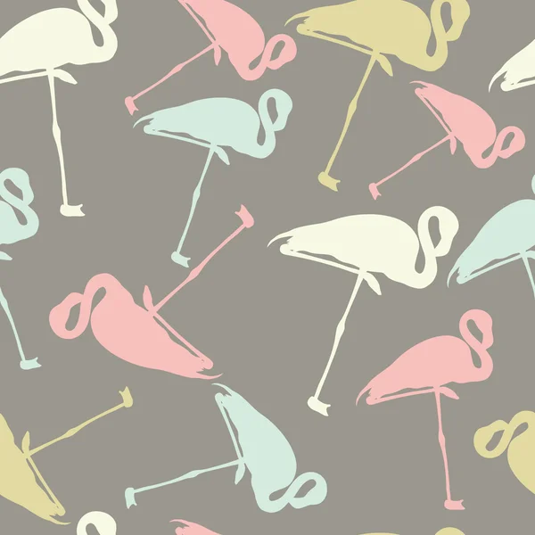 Geometrische nahtlose Textur mit farbigen Flamingos. Zeichentrickvogel — Stockvektor